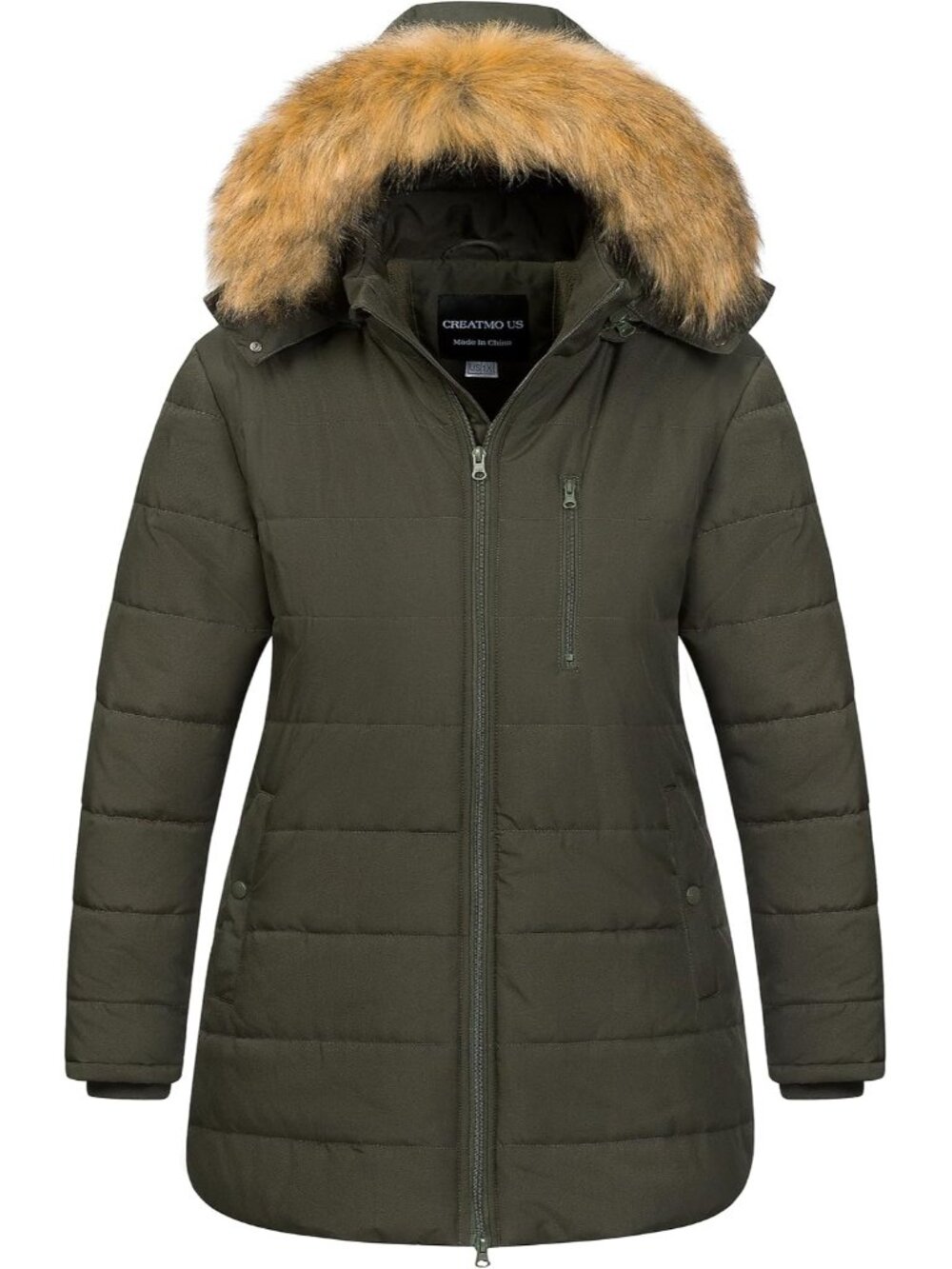 Women's Plus Size Winter Coats Long Puffer Jacket Fleece Lined Parka Removable F